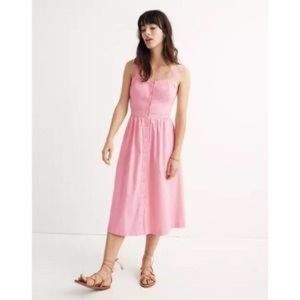 Madewell Pink Fleur Bow-Back Midi Dress